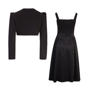 套装女2023春秋时尚气质显瘦黑色外套吊带裙高级感秋冬两件套