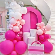 玫红嫩粉白色气球生日派对，情人节装饰订婚表白场景布置粉色气球
