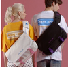 韩国peeps刺绣星星斜跨包情侣，款背包书包学生百搭斜挎潮牌工装包