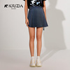K KRIZIA2022秋季深蓝色褶皱拼接不规则设计牛仔半裙短裙女