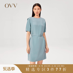 OVV秋冬22MM弹力重绉重磅真丝短袖连衣裙GQLBJ31102A