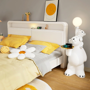 北欧实木床白色现代简约奶油风主卧1.8米双人床1.5轻奢小户型婚床