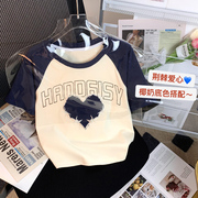 女童短袖T恤夏季2024韩版洋气儿童纯棉短款体恤大童半袖上衣