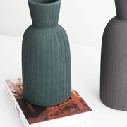 北欧ins拉丝陶瓷花瓶，样板房家居装饰品简约客厅餐桌，摆设插花花器