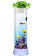 超白鱼缸 客厅 小型金鱼缸圆柱形家用水族箱创意免换水立式