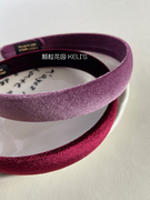 颗粒花园韩国进口秋冬手工制作细腻灯芯绒发箍光泽感紫色复古红