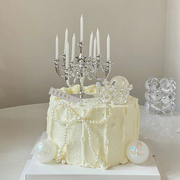 网红唯美女神生日蛋糕装饰欧式复古风复古烛台蜡烛摆件小插件