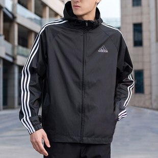 adidas阿迪达斯外套，男春夏季防风衣梭织，运动服连帽夹克he4322