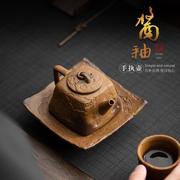 酱釉茶壶家用单壶日式复古泡茶壶陶瓷过滤球孔粗陶泡茶器功夫茶具