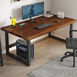 实木电脑桌台式简约现代双人桌子，家用书桌北欧轻奢办公电竞工作台