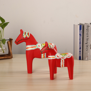 瑞典达拉木马摆件红色马木质(马，木质)玩具马创意(马创意，)饰品玩偶摆件北欧客厅装饰