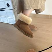 澳洲羊皮毛一体雪地靴女冬季东北中筒保暖一脚蹬加厚羊毛棉鞋桑坡