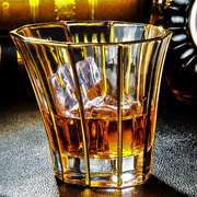 镀金水晶玻璃大号威士忌杯 四方杯 洋酒杯水杯烈酒啤酒杯子