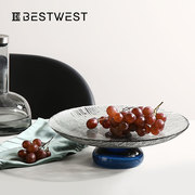 BESTWEST现代简约轻奢多层玻璃水果盘客厅茶几家用餐桌零食糖果盘