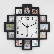 黑色塑料相框钟创意(钟创意)挂钟，时尚照片钟表客厅，简约时钟挂墙家用挂表大