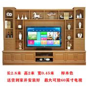 实木电视柜组合墙柜新中式落地柜客厅收纳储物柜一体电视背景