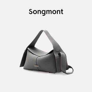 songmont挂耳系列屋檐包小号(包小号，)设计师款头层牛皮通勤手提斜挎hobo包