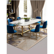 轻奢大理石餐桌椅组合后现代，简约小户型铁艺长方形，家用吃饭桌
