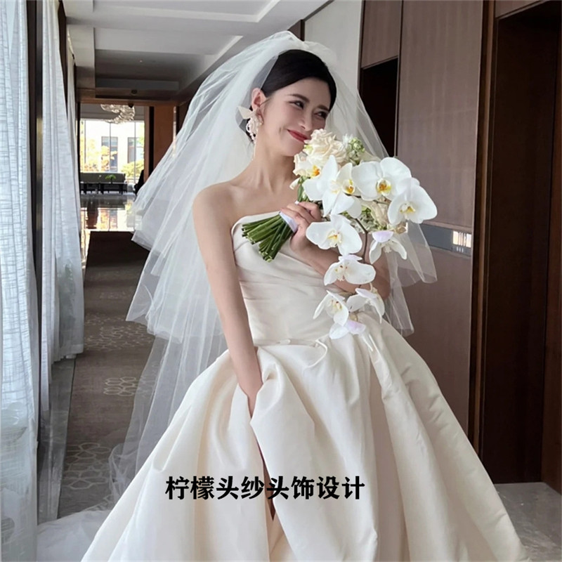 新娘主婚纱头纱j多层韩式超长款蓬蓬头饰素纱婚纱摄影结婚头