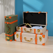 欧式绒布手提收纳箱家用桌面加厚木箱子杂物整理箱橱窗陈列装饰箱