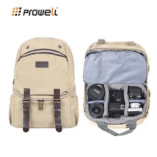 prowell相机包背包(包背包，)双肩适用佳能尼康索尼单反复古帆布微单摄影包