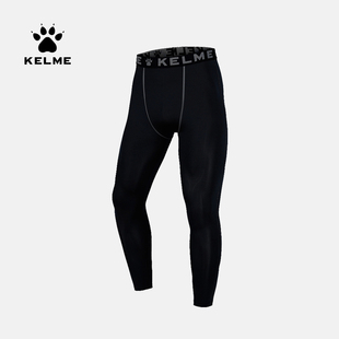 kelme卡尔美黑色健身跑步长裤，运动紧身裤男透气速干保暖加绒裤