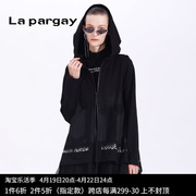 lapargay纳帕佳2024女装春季黑白色中长款外套，休闲假两件上衣