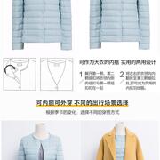 内胆无领圆领羽绒服女轻薄内穿白鸭绒(白鸭绒)保暖短款大码轻便打底外套冬