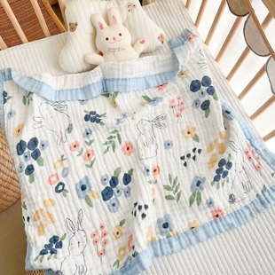 宝宝外出小毯子薄款夏季婴儿纱布，纯棉毛巾被子推车盖毯午睡夏凉被