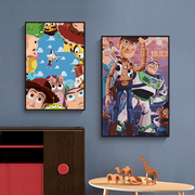 玩具总动员巴斯光年 卧室客厅diy简约填色数字油彩画儿童卡通挂画