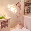 粉色欧式台灯床头灯卧室ins少女心创意网红花朵，公主房书桌装饰灯