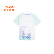 安踏儿童男小童跑步系列T恤2024夏季透气凉爽运动跑步短袖潮