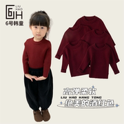 儿童圆领红色毛衣年货秋冬韩版男女童打底衫长袖套头小针织衫