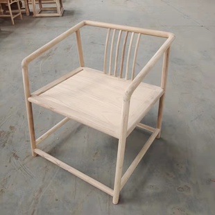 新中式实木圈椅茶椅北方老榆木仿古太师椅，官帽椅客人椅扶手椅白茬