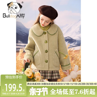 女童羊羔毛风格(毛风格)外套，2023冬季皮毛一体，童装儿童小香风外出衣服
