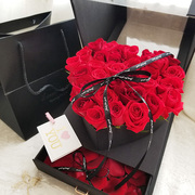 七夕情人节上海南京鲜花速递同城33朵红玫瑰魔立方心型礼盒送女友
