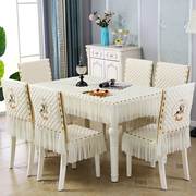北欧餐桌椅子套罩一体坐垫，长方形家用四季通用连体，餐桌布椅套套装