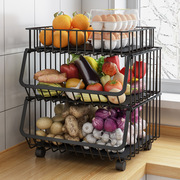 厨房置物架落地多层收纳架可移动放菜架子水果蔬菜收纳筐储物架子
