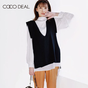COCO DEAL 日系春夏针织背心高领半透雪纺衬衫两件套女72118062