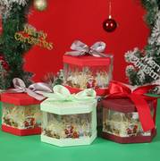 圣诞纸袋平安夜透明苹果包装盒，手提袋精美六边形盒盒