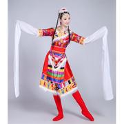 藏族舞蹈演出服装女成人藏族，水袖男款少数民族广场舞表演服饰
