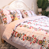 美式田园简约花卉，活性印花床单床笠式，床上用品四件套全棉纯棉被套