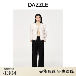 dazzle地素奥莱秋白色，小香风气质，短款绗缝棉服外套上衣女