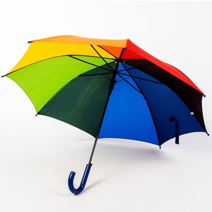 qiutong男女通用儿童彩虹伞长柄，雨伞自动晴雨两用童伞可爱太阳伞