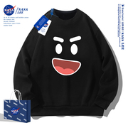 NASA联名潮流卫衣男生春秋款2023笑脸趣味圆领情侣装外套宽松