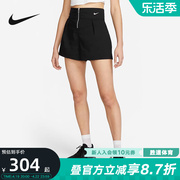 nike耐克女裤夏季休闲透气梭织运动裤拉链，高腰短裤fb8327-010