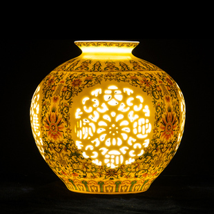 景德镇陶瓷花瓶石榴瓶，摆件青花瓷新中式家居客厅，博古架瓷器装饰品