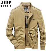 jeep吉普男装夹克立领商务，休闲夹克衫全棉爸爸，装水洗男士外套