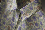 纯棉长袖紫色满印花(满印花)衬衫，女春小众设计感上衣通勤优雅气质大码衬衣