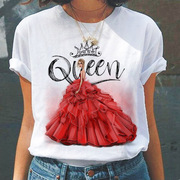 Vogue Queen Women T Shirt 2020年欧美女王印花休闲闺蜜T恤